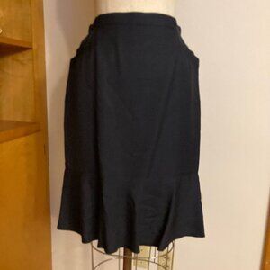 Harve Benard Ruffle Skirt Dark Navy Blue Pleated Pockets